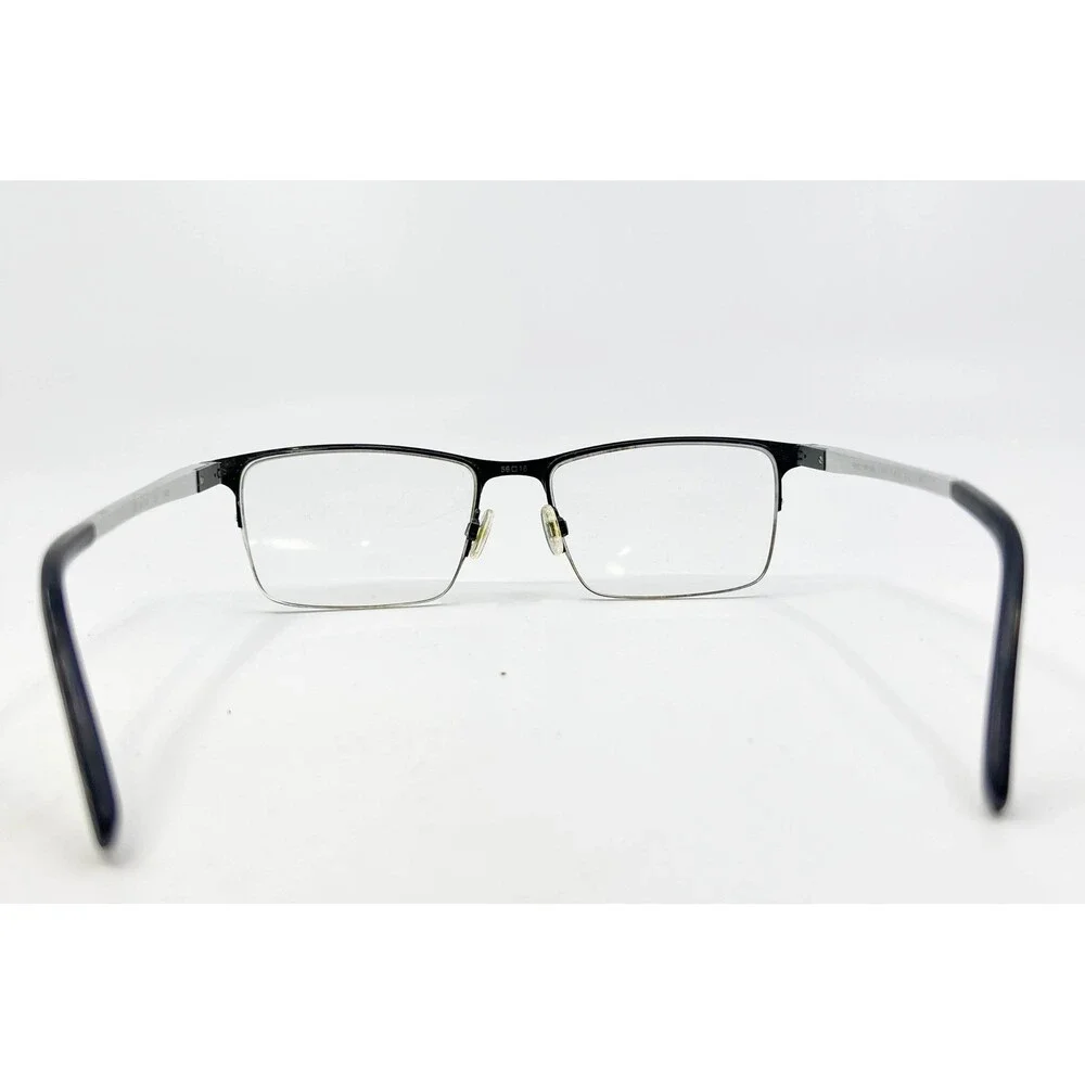 Perry Ellis Eyeglasses Mens Black Silver PE 411-2 Rectangular 56-18-145